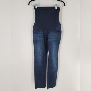 Indigo Blue Straight Leg Maternity Jeans Dark Wash Size S